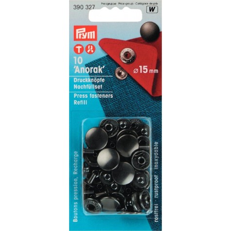 Druckknöpfe für Anorak schwarz 15 mm