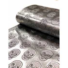 Kunstleder Totenkopf silber schwarz
