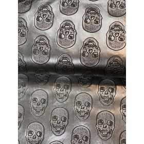 Kunstleder Totenkopf silber schwarz