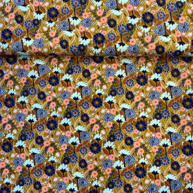 Baumwollstoff floral senf mint