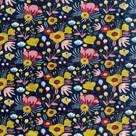 Jersey Blumen Navy
