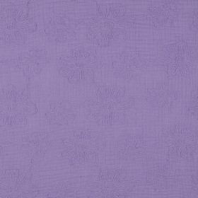 Bestickter Musselin mit Blumen Lila Double Gauze 100 % Baumwolle