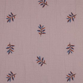 Bestickter Musselin mit Blumen Double Gauze 100 % Baumwolle