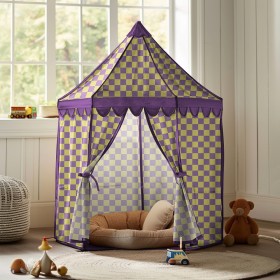 Beschichtete Baumwolle mit Vierecken in Pastellrosa und -grün