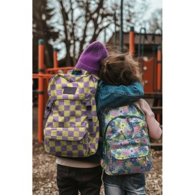 Beschichtete Baumwolle mit Vierecken in Pastellrosa und -grün