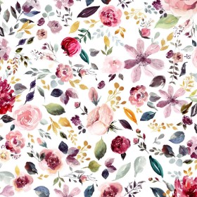 Jersey bunte Blumen WEISS