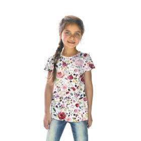 Jersey bunte Blumen WEISS