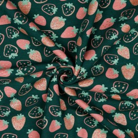 Jersey Erdbeeren glitzer grün - rosa