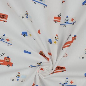 Poplin Stoff „Feuerwehr & Polizei mit Hunden“