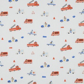 Poplin Stoff „Feuerwehr & Polizei mit Hunden“