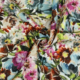 Canvas Stoff – Digital Painted Flowers in Weiß & Fuchsia (OEKO-TEX zertifiziert)