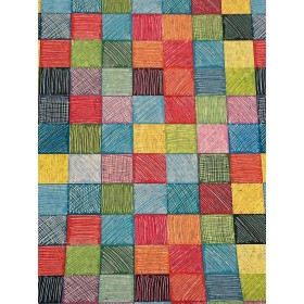 Korkstoff bunte Quadrate – Einfaches Tapezieren, robust, abwaschbar und kreativ einsetzbar Stoff aus Kork