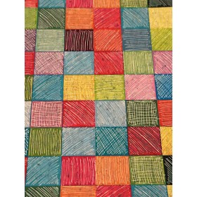 Korkstoff bunte Quadrate – Einfaches Tapezieren, robust, abwaschbar und kreativ einsetzbar Stoff aus Kork