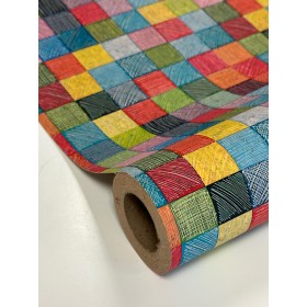 Korkstoff bunte Quadrate – Einfaches Tapezieren, robust, abwaschbar und kreativ einsetzbar Stoff aus Kork