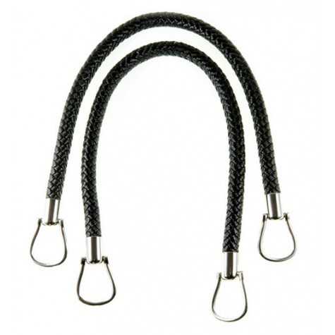 Taschengriffe Schwarz in Lederoptik geflochten